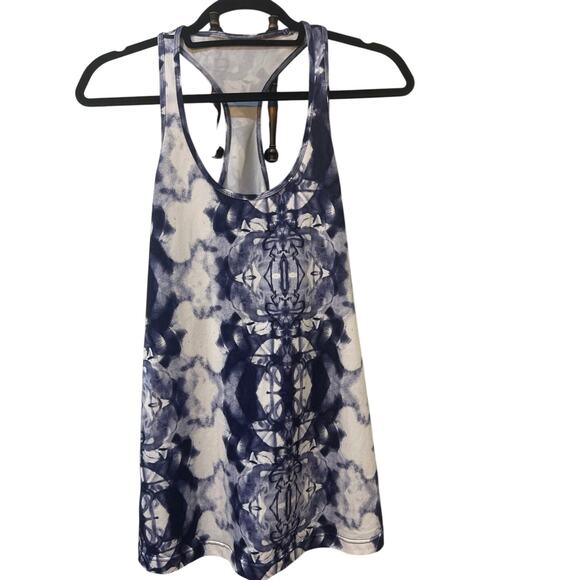 Lululemon Cool Racerback Tank Top Women’s Large White Blue Tie Dye CRB - Picture 3 of 8